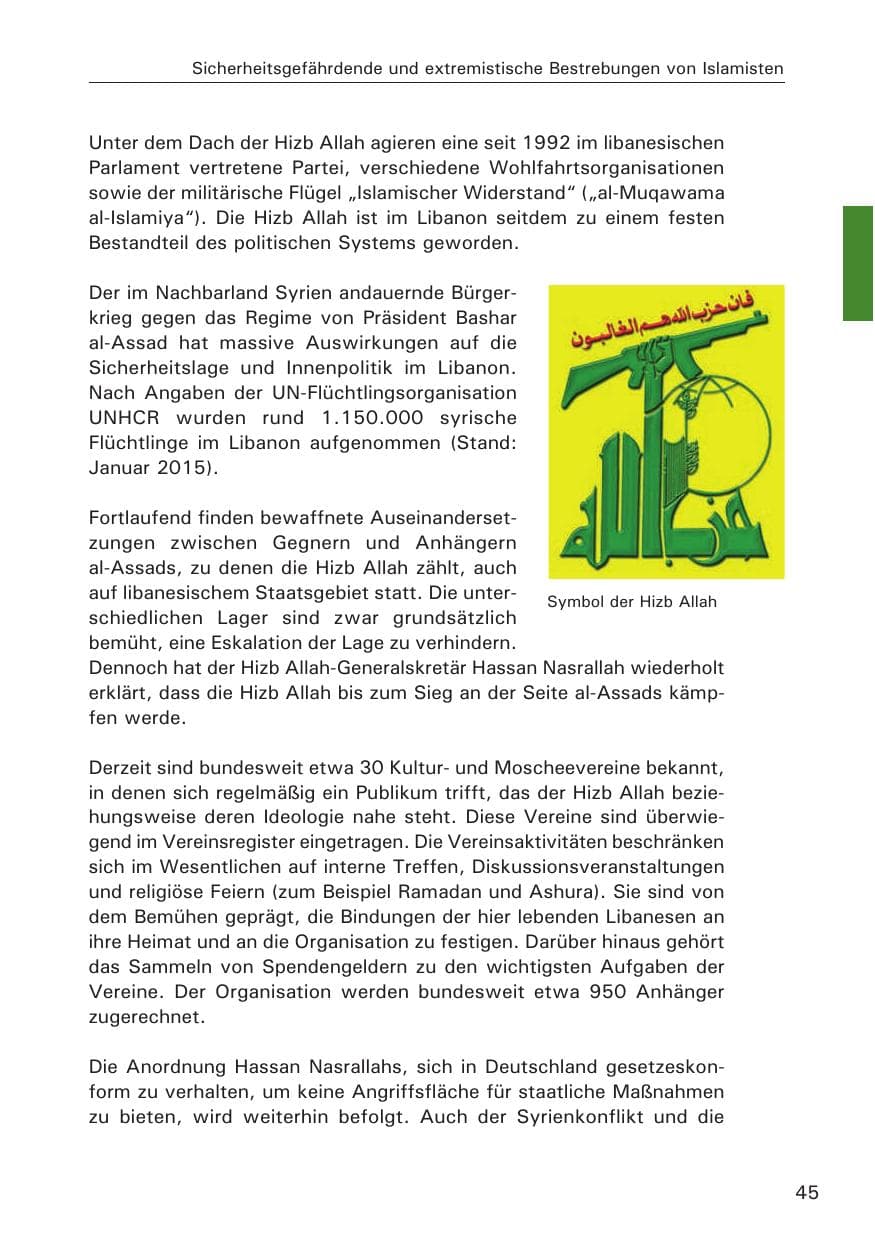 Seite 45 des Verfassungsschutzbericht 2014 Hamburg
