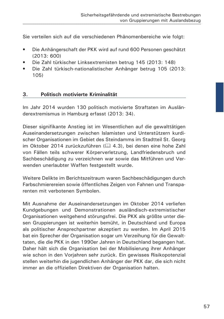 Seite 57 des Verfassungsschutzbericht 2014 Hamburg