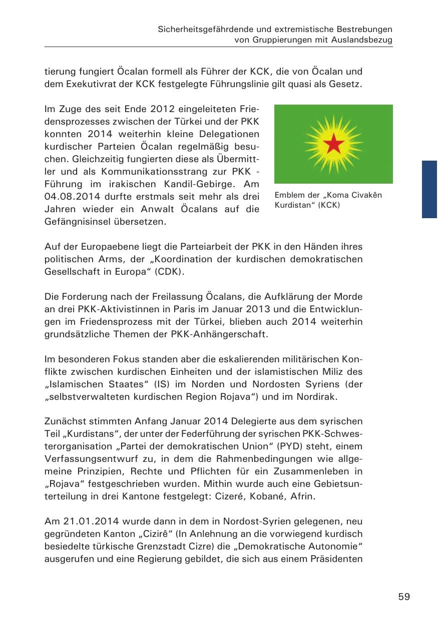 Seite 59 des Verfassungsschutzbericht 2014 Hamburg
