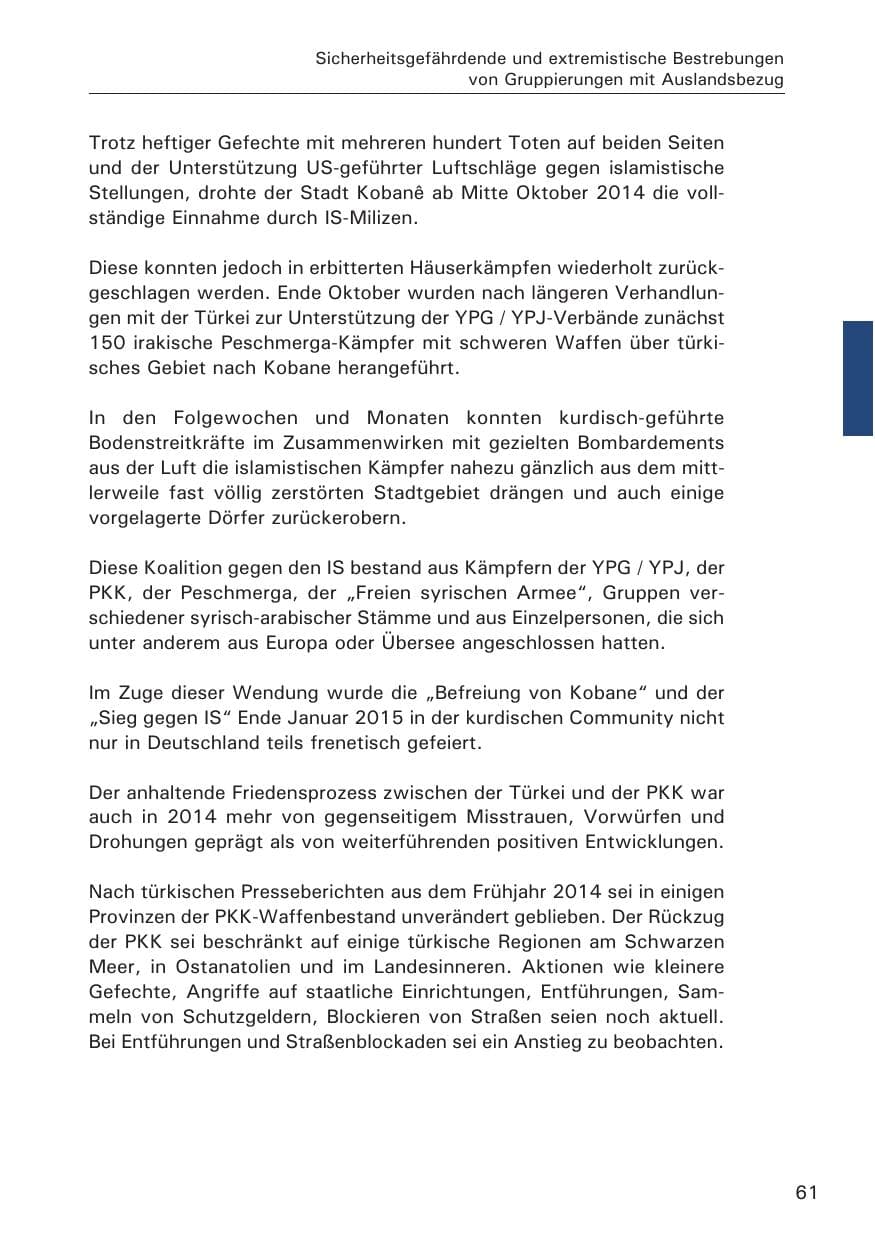 Seite 61 des Verfassungsschutzbericht 2014 Hamburg
