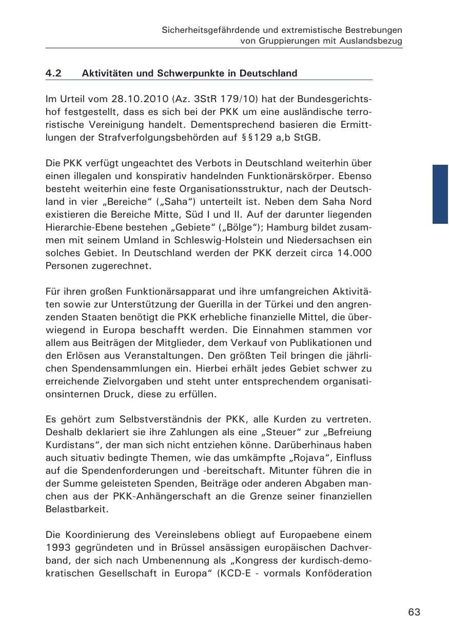 Seite 63 des Verfassungsschutzbericht 2014 Hamburg