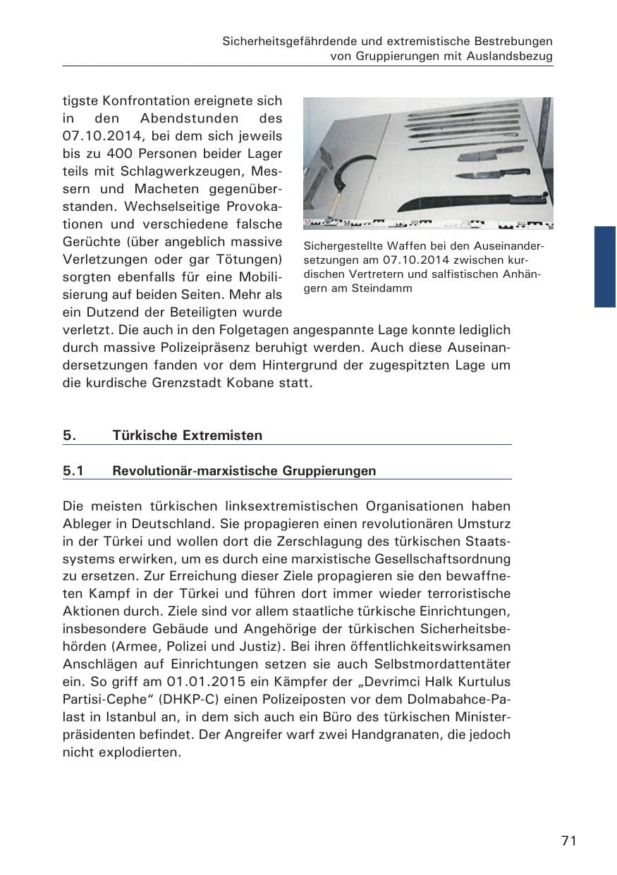 Seite 71 des Verfassungsschutzbericht 2014 Hamburg