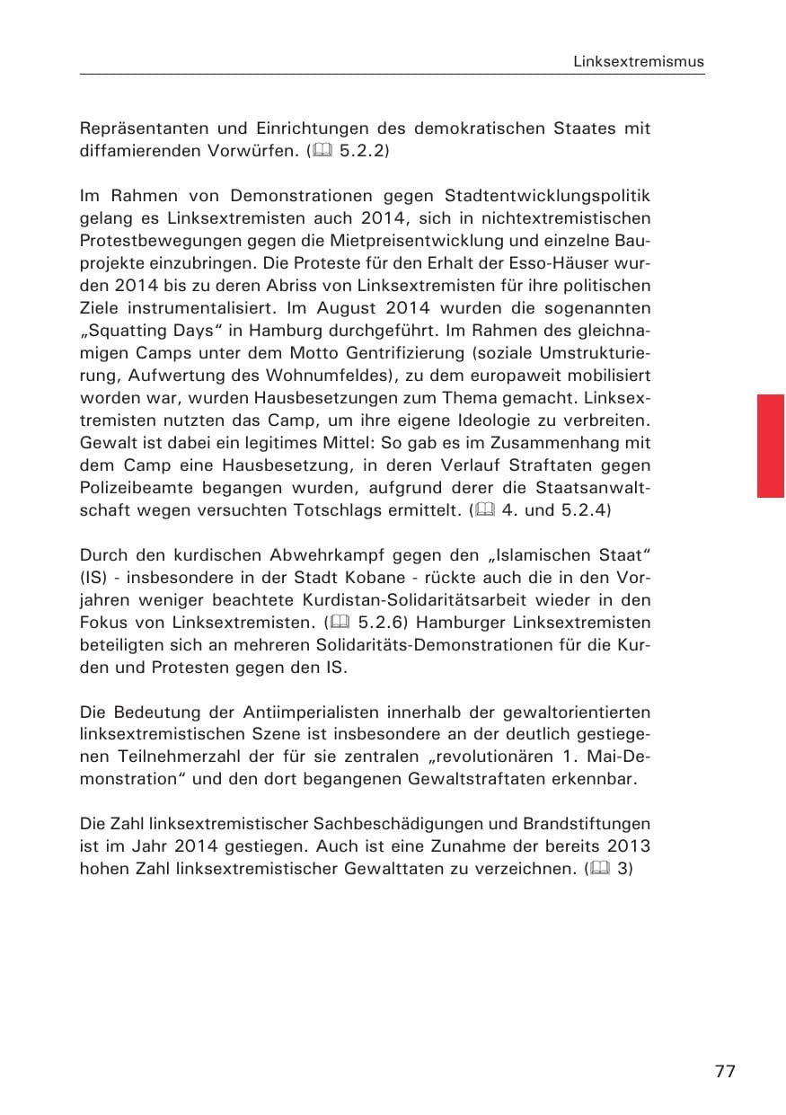 Seite 77 des Verfassungsschutzbericht 2014 Hamburg