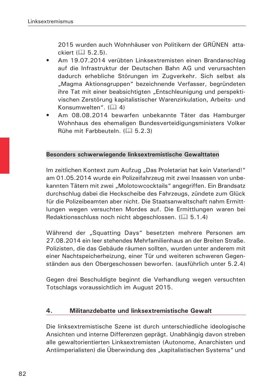 Seite 82 des Verfassungsschutzbericht 2014 Hamburg