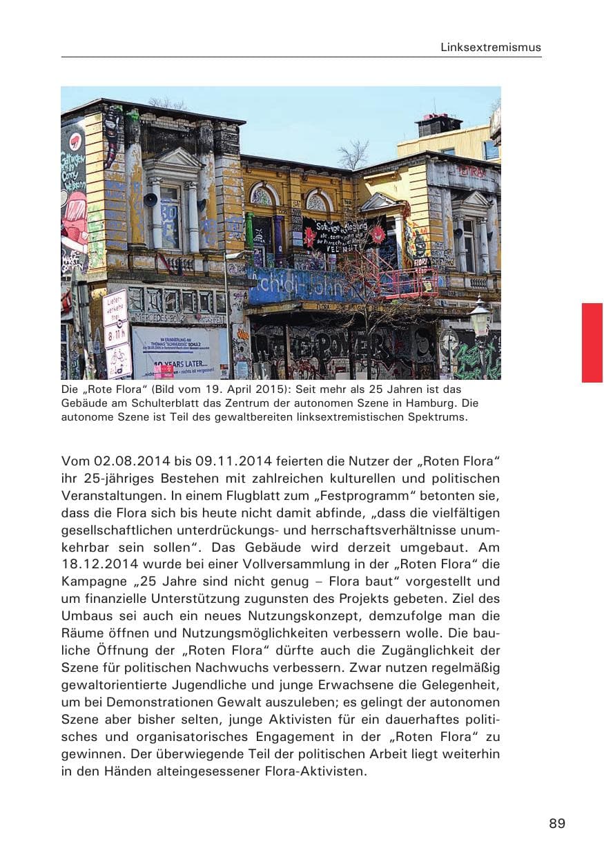 Seite 89 des Verfassungsschutzbericht 2014 Hamburg
