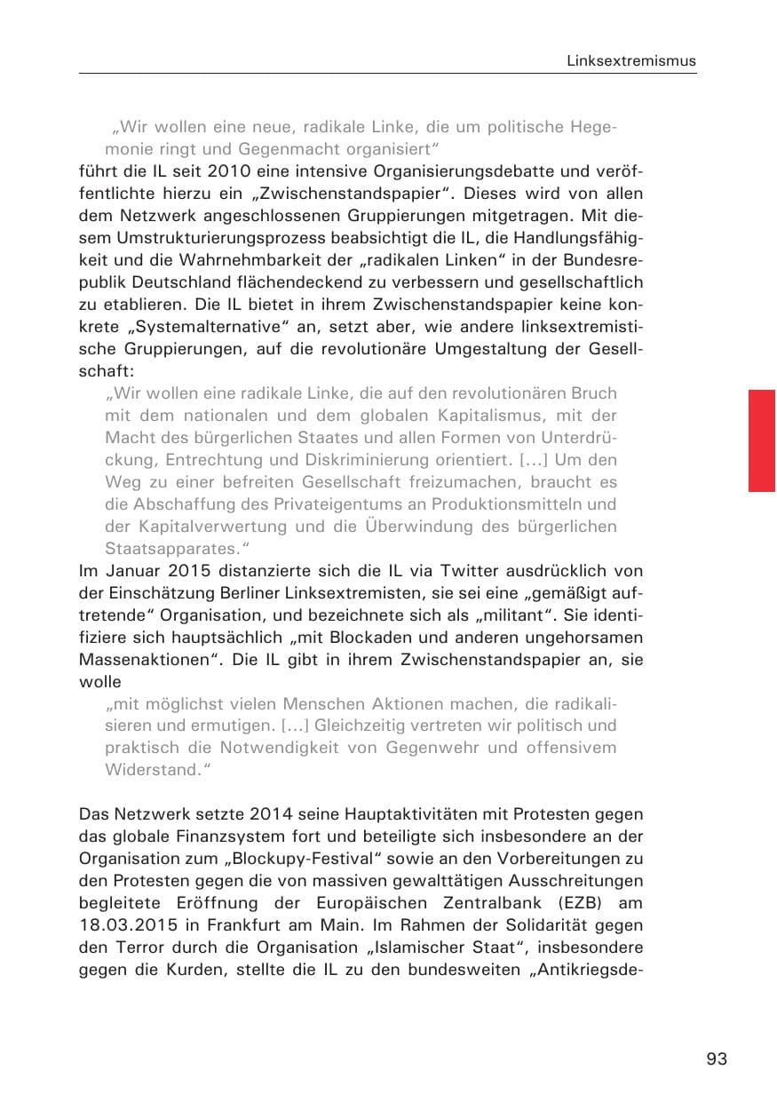 Seite 93 des Verfassungsschutzbericht 2014 Hamburg