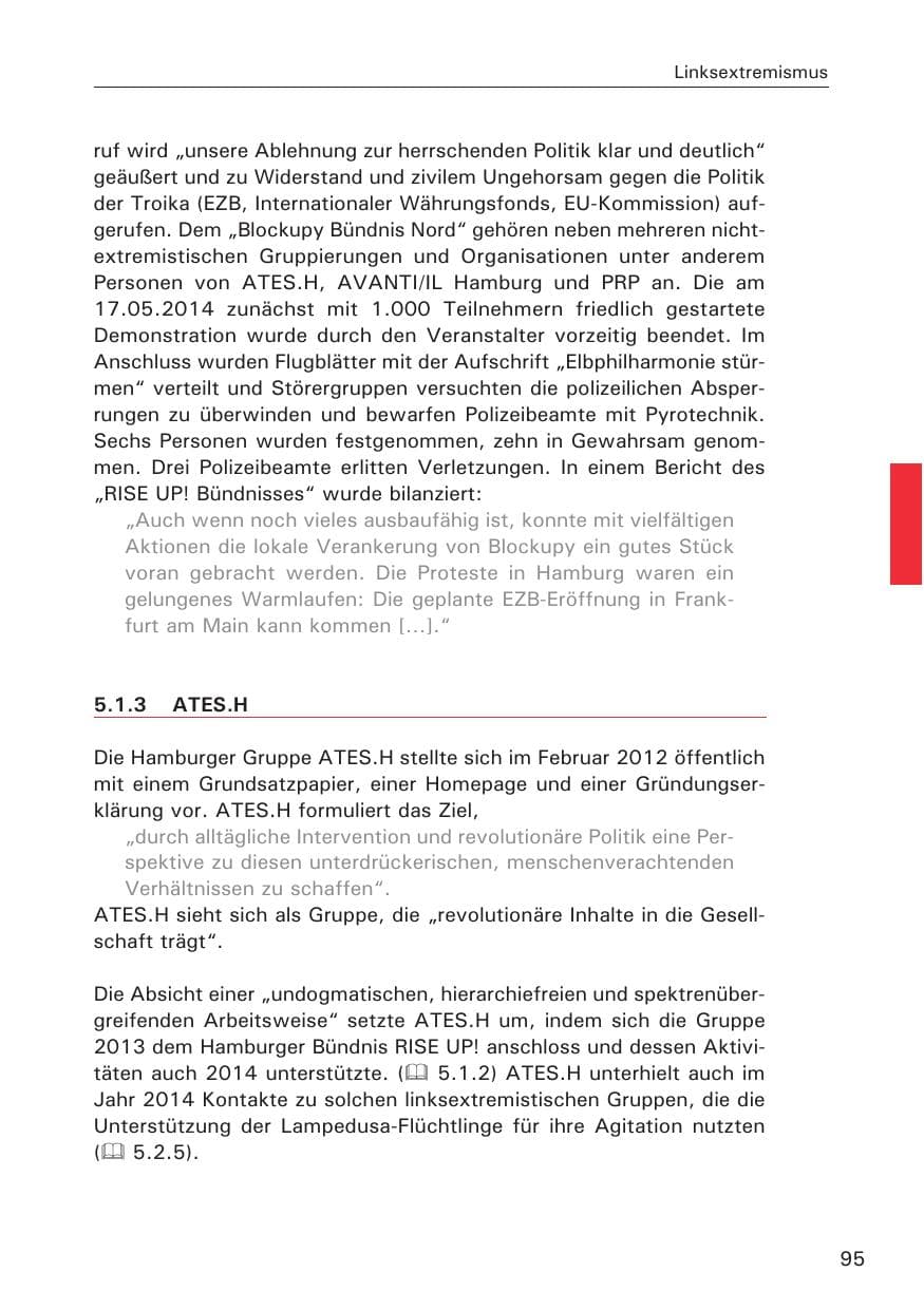 Seite 95 des Verfassungsschutzbericht 2014 Hamburg