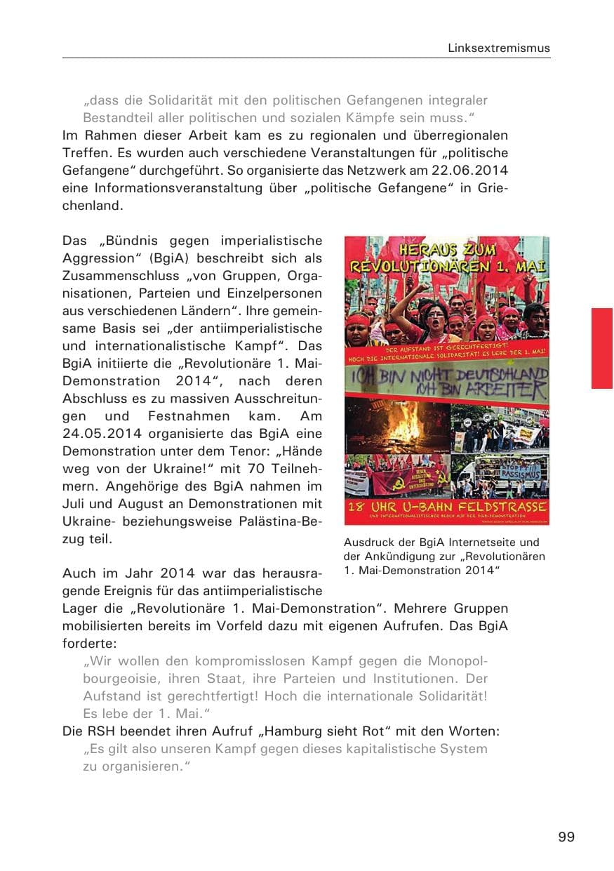 Seite 99 des Verfassungsschutzbericht 2014 Hamburg
