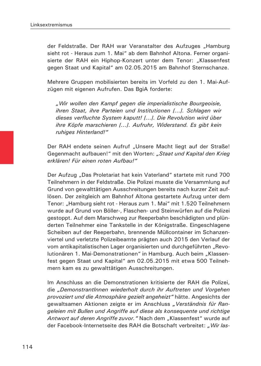 Seite 115 des Verfassungsschutzbericht 2015 Hamburg