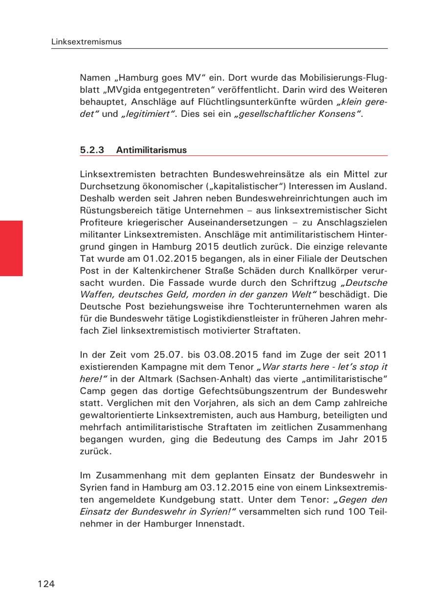 Seite 125 des Verfassungsschutzbericht 2015 Hamburg