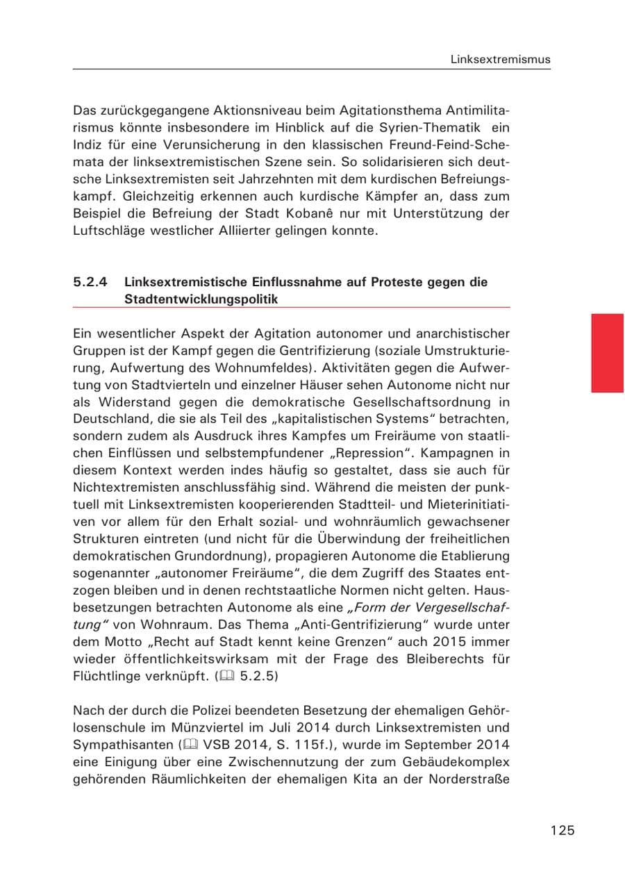 Seite 126 des Verfassungsschutzbericht 2015 Hamburg