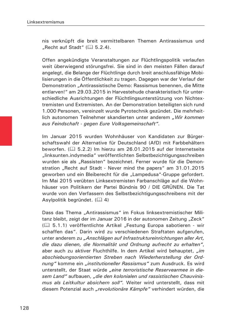 Seite 129 des Verfassungsschutzbericht 2015 Hamburg