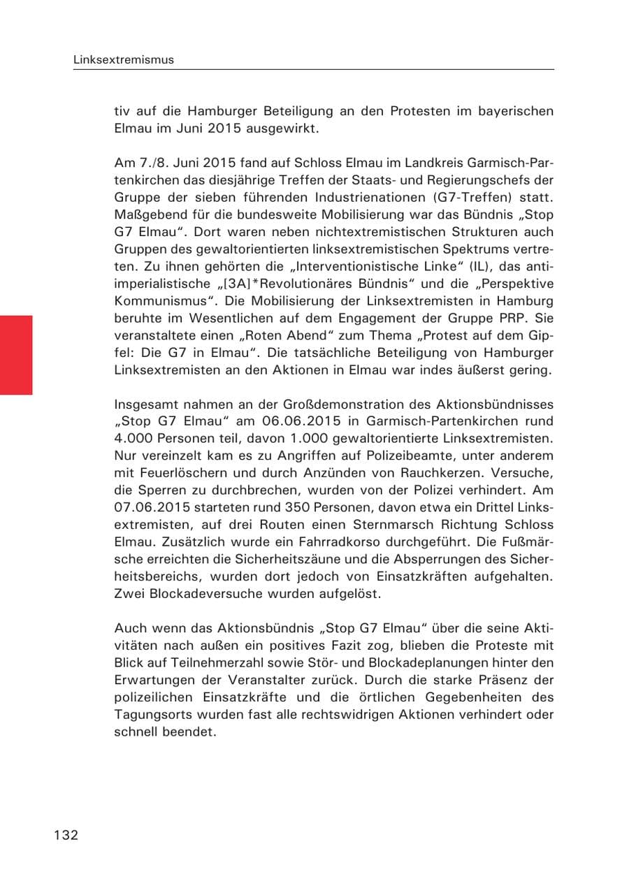 Seite 133 des Verfassungsschutzbericht 2015 Hamburg