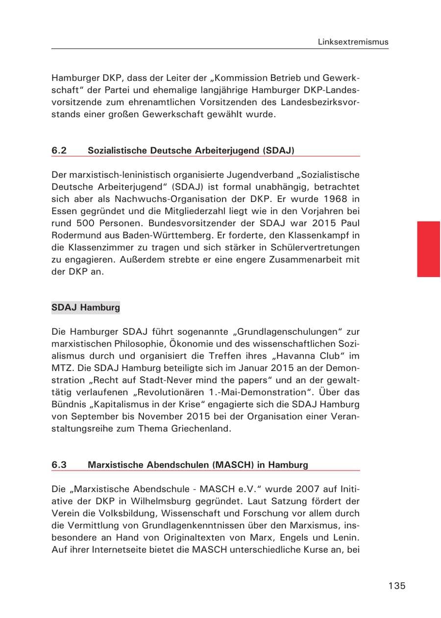Seite 136 des Verfassungsschutzbericht 2015 Hamburg