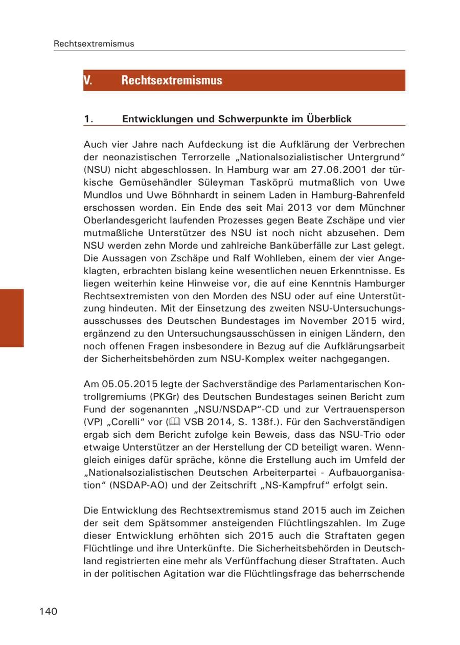 Seite 141 des Verfassungsschutzbericht 2015 Hamburg