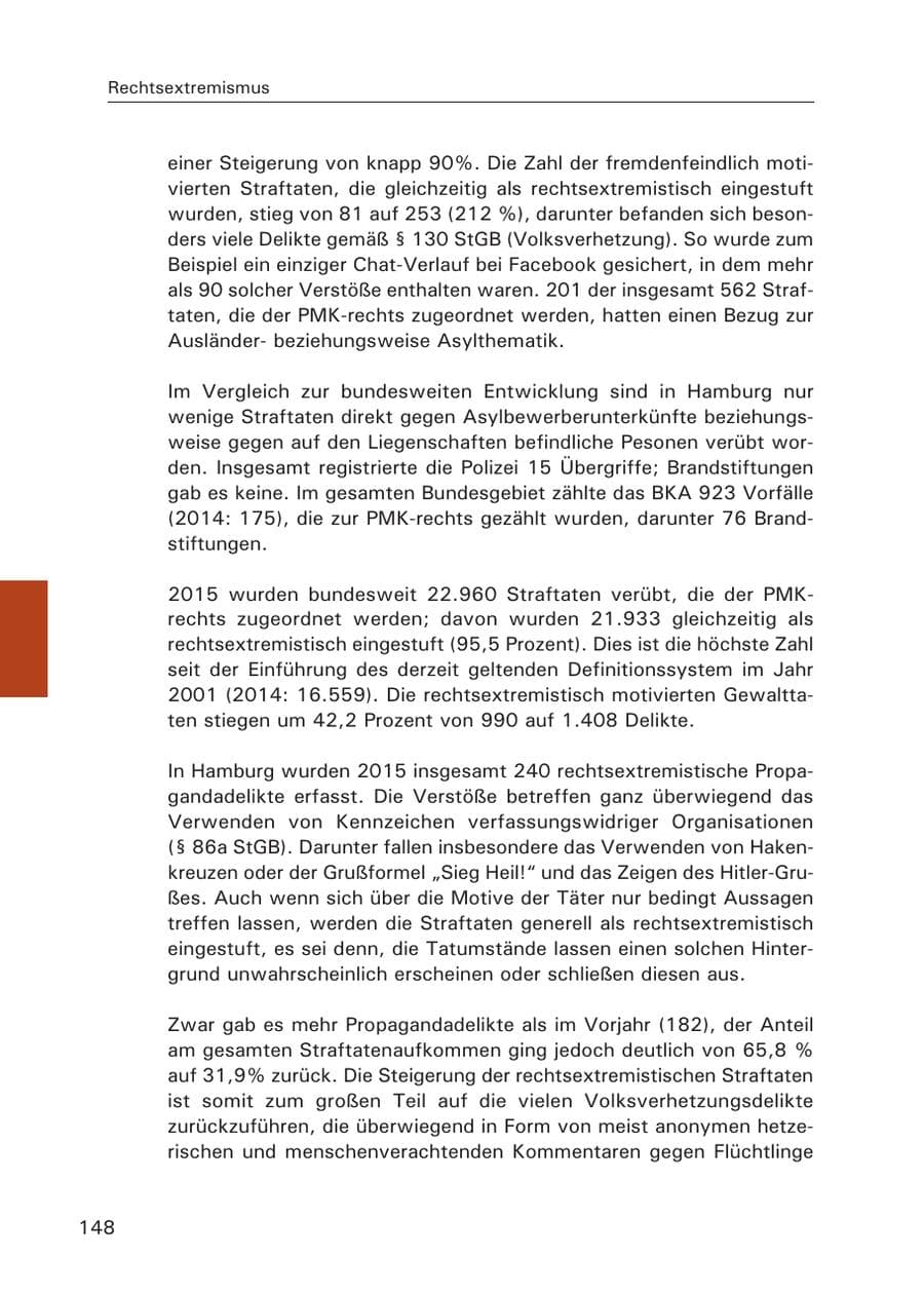 Seite 149 des Verfassungsschutzbericht 2015 Hamburg
