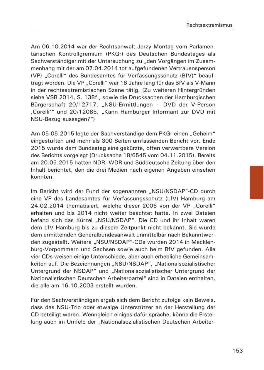 Seite 154 des Verfassungsschutzbericht 2015 Hamburg