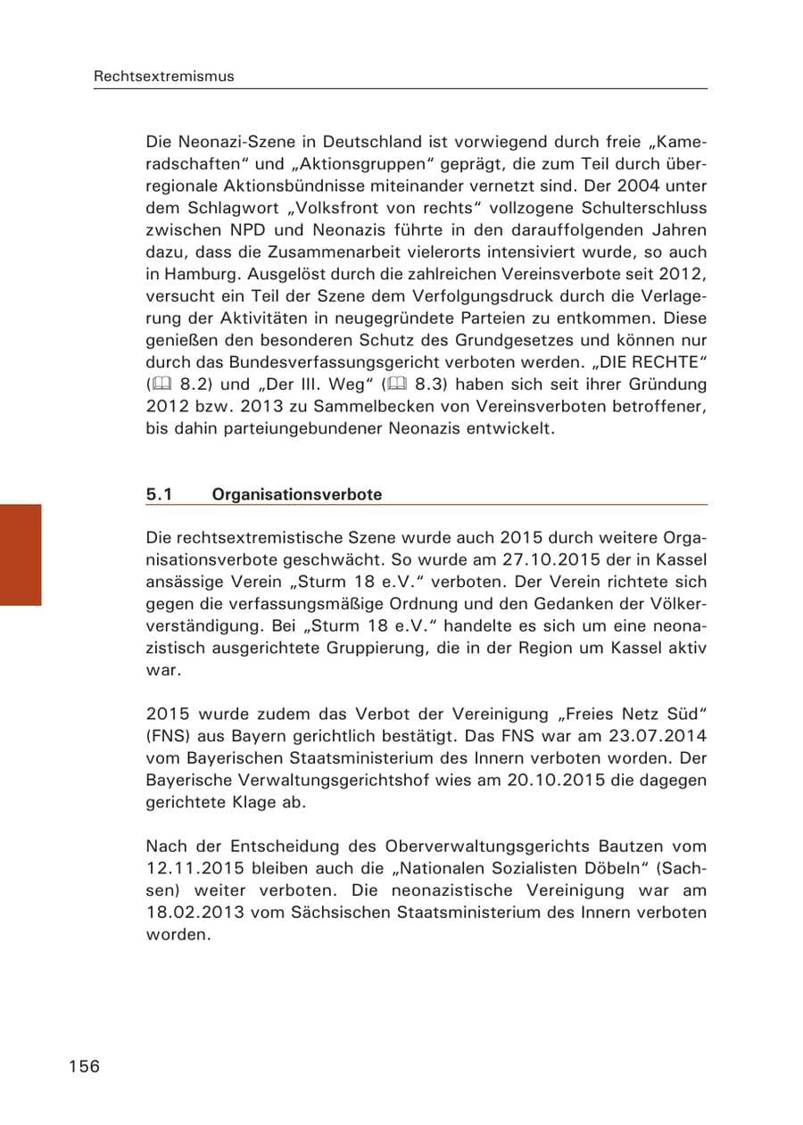 Seite 157 des Verfassungsschutzbericht 2015 Hamburg