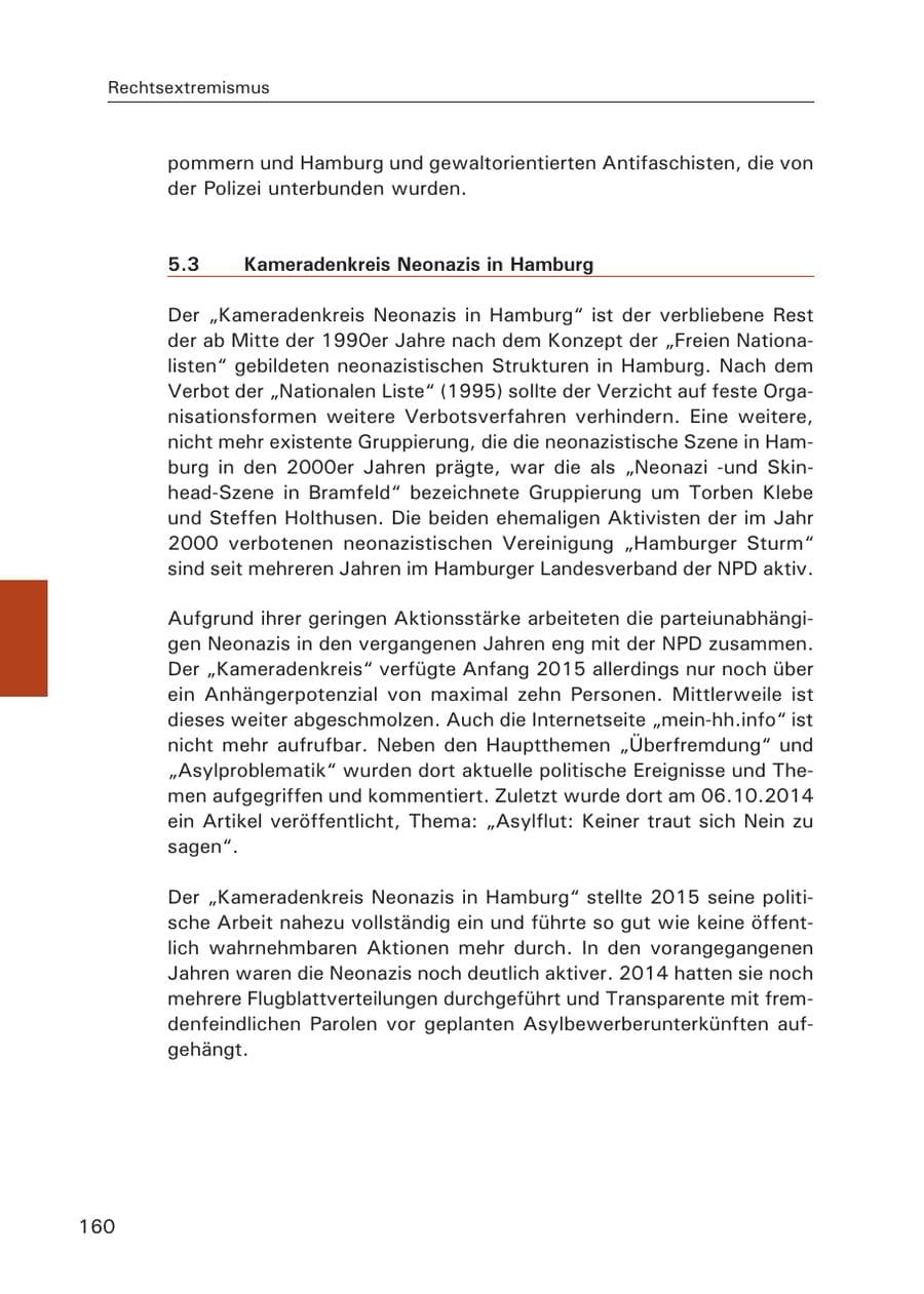 Seite 161 des Verfassungsschutzbericht 2015 Hamburg
