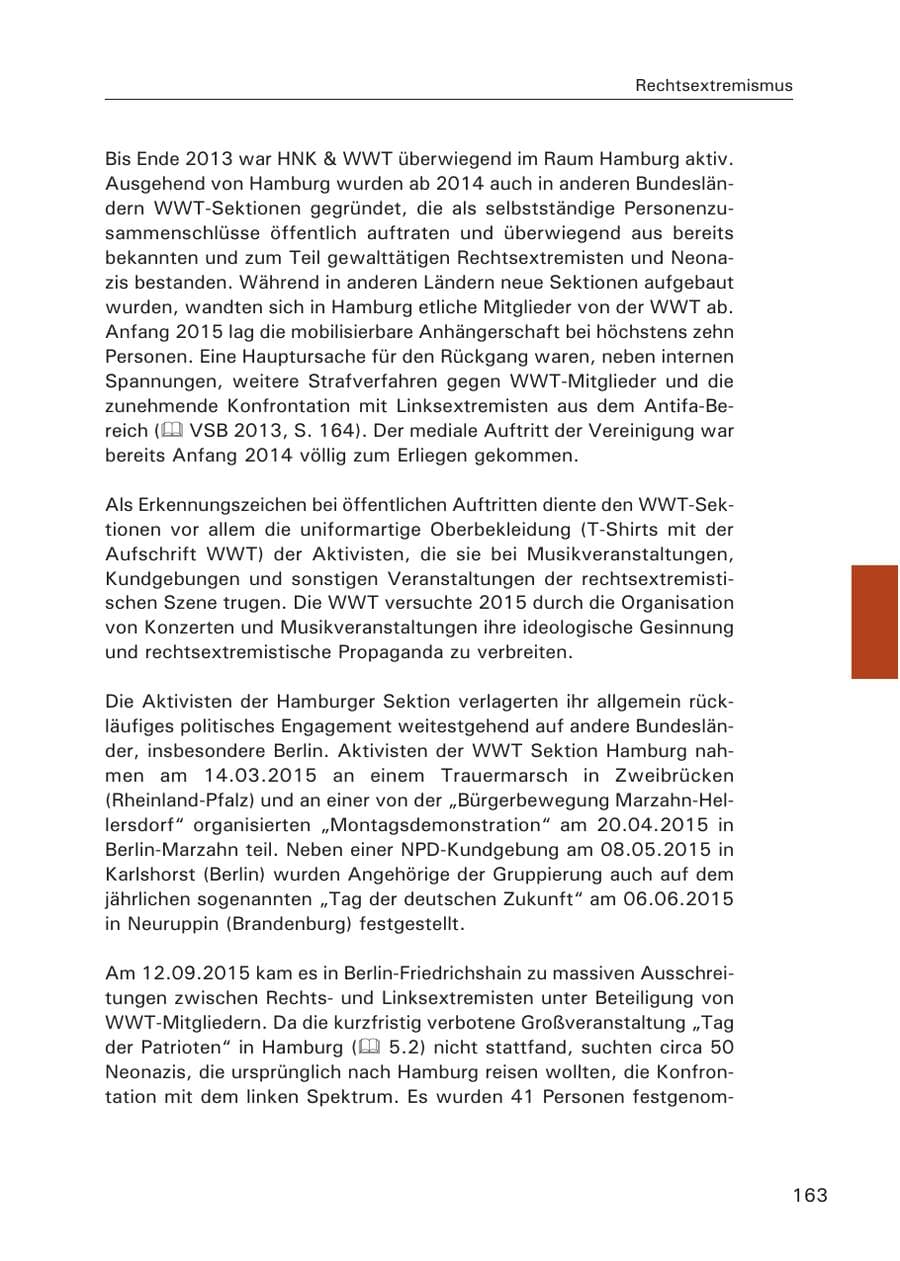 Seite 164 des Verfassungsschutzbericht 2015 Hamburg