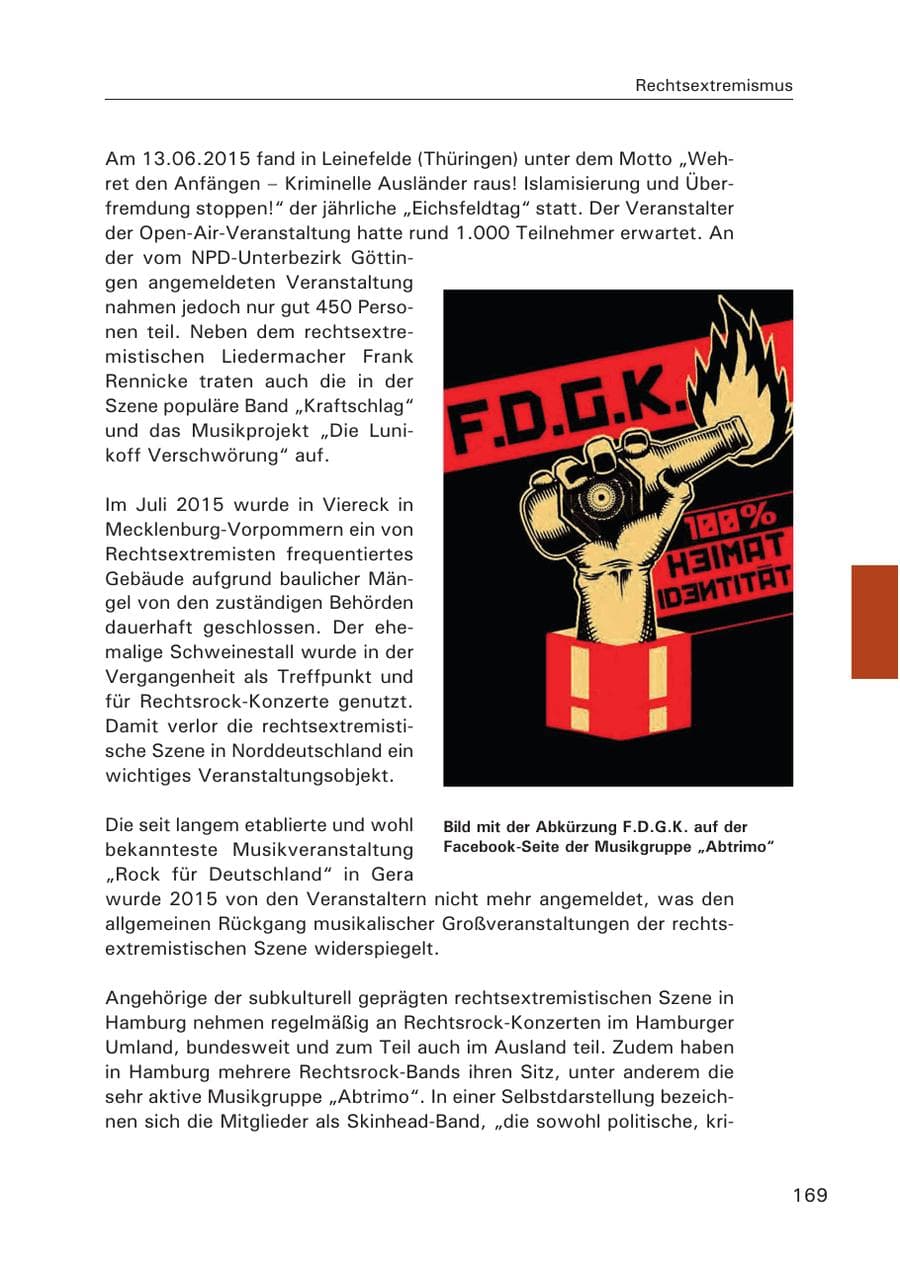Seite 170 des Verfassungsschutzbericht 2015 Hamburg
