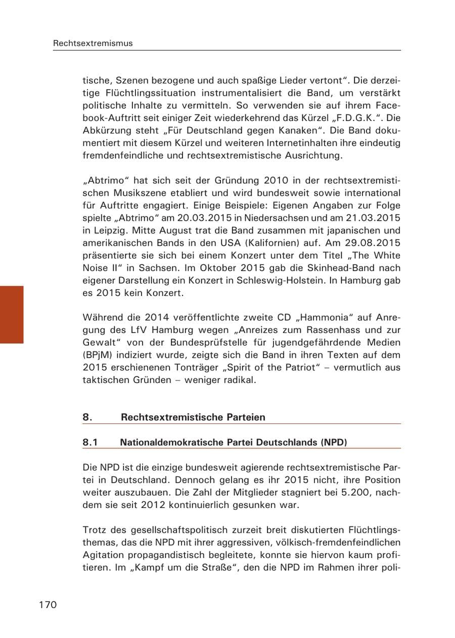 Seite 171 des Verfassungsschutzbericht 2015 Hamburg