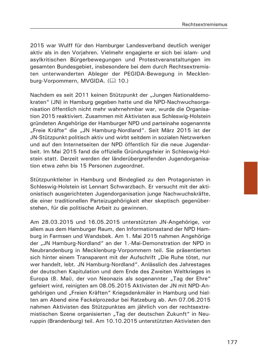 Seite 178 des Verfassungsschutzbericht 2015 Hamburg