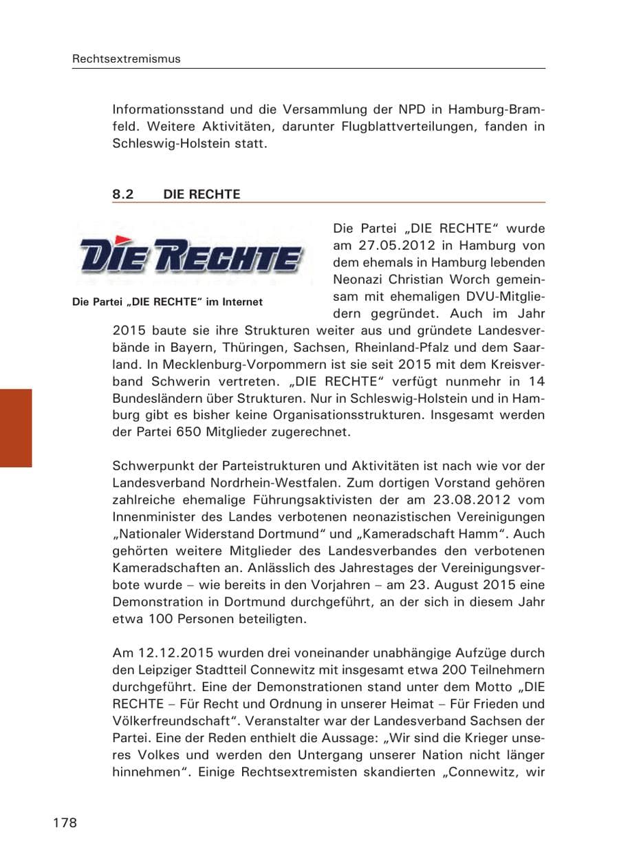 Seite 179 des Verfassungsschutzbericht 2015 Hamburg