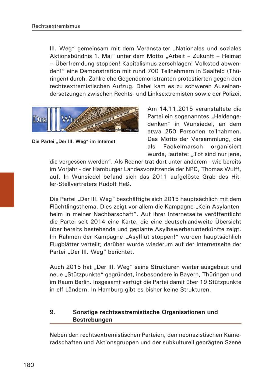 Seite 181 des Verfassungsschutzbericht 2015 Hamburg