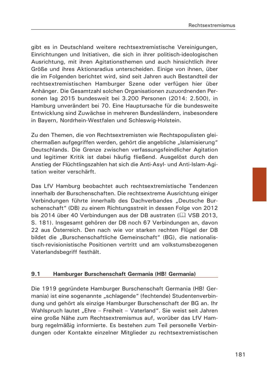 Seite 182 des Verfassungsschutzbericht 2015 Hamburg