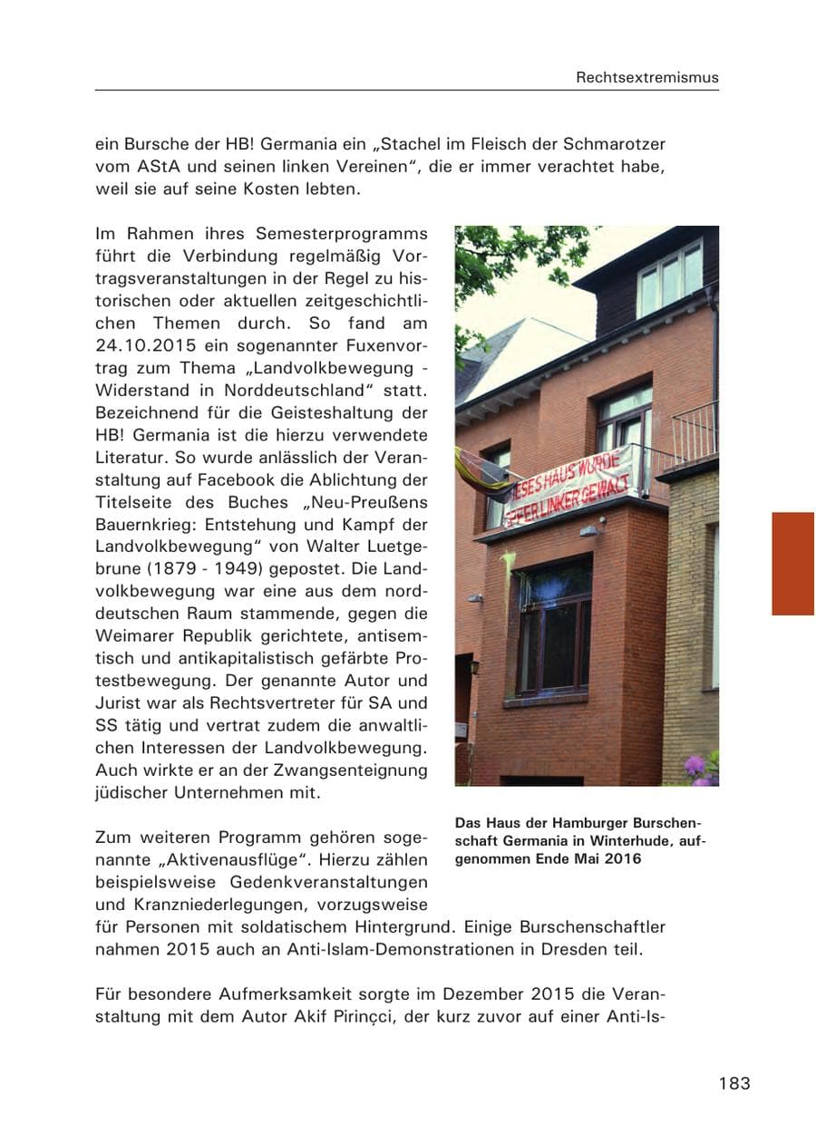 Seite 184 des Verfassungsschutzbericht 2015 Hamburg