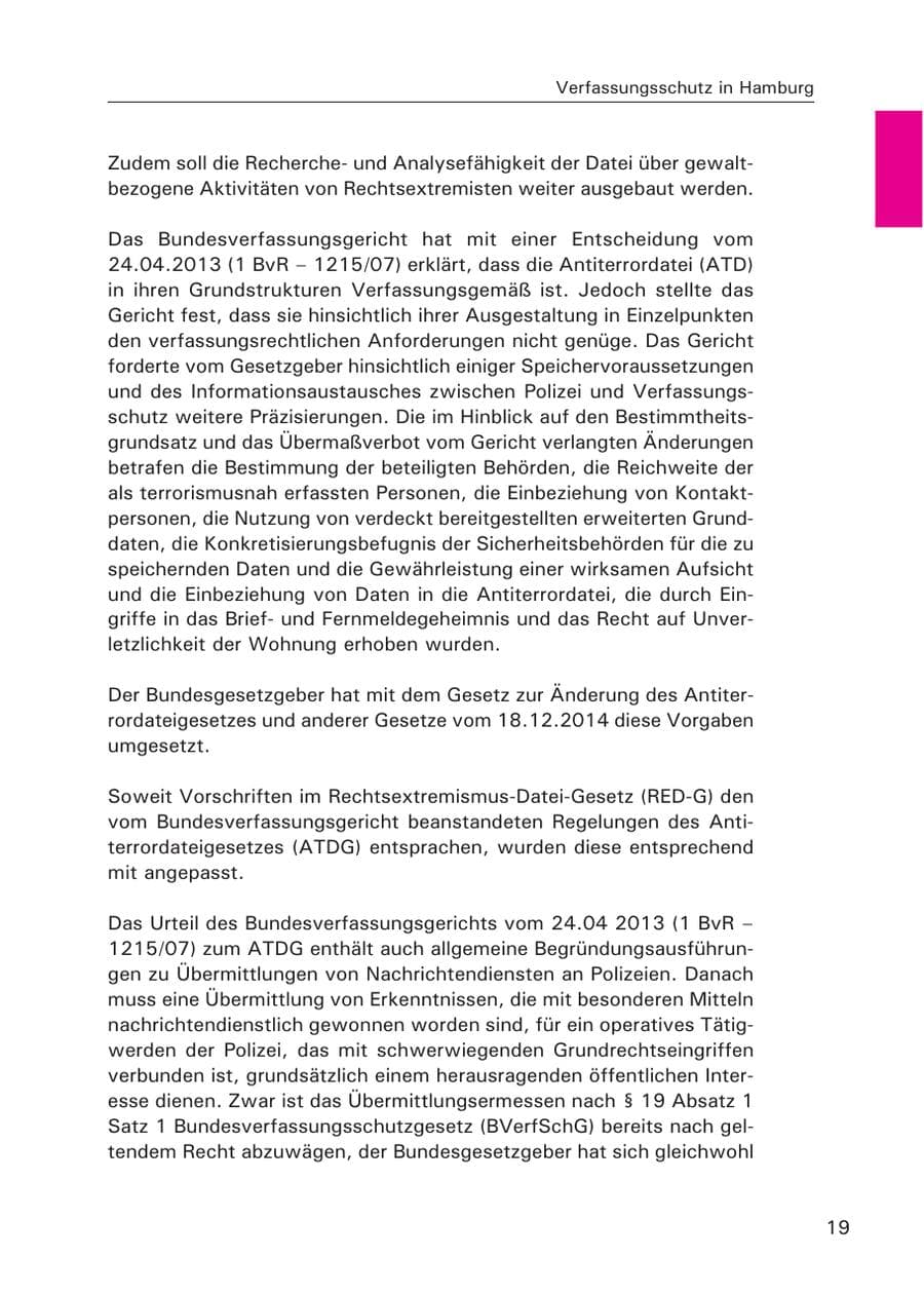 Seite 20 des Verfassungsschutzbericht 2015 Hamburg