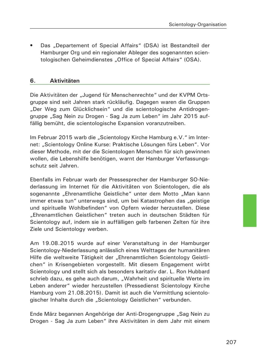 Seite 208 des Verfassungsschutzbericht 2015 Hamburg