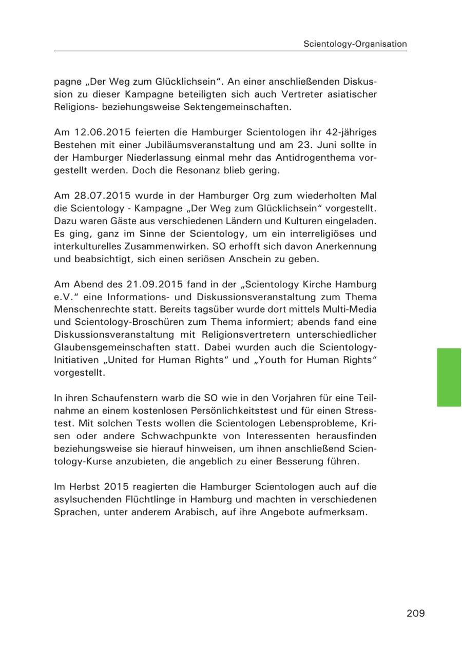 Seite 210 des Verfassungsschutzbericht 2015 Hamburg