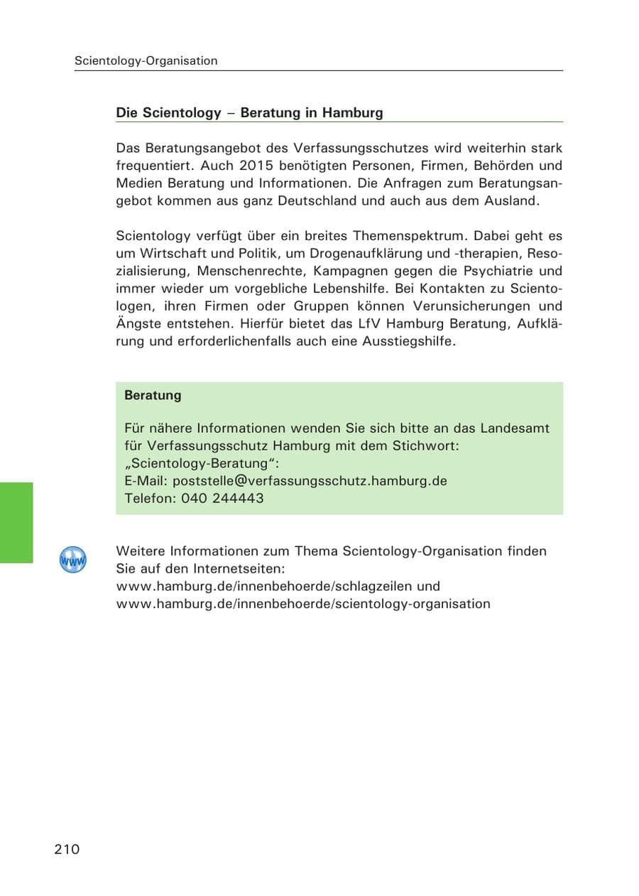 Seite 211 des Verfassungsschutzbericht 2015 Hamburg