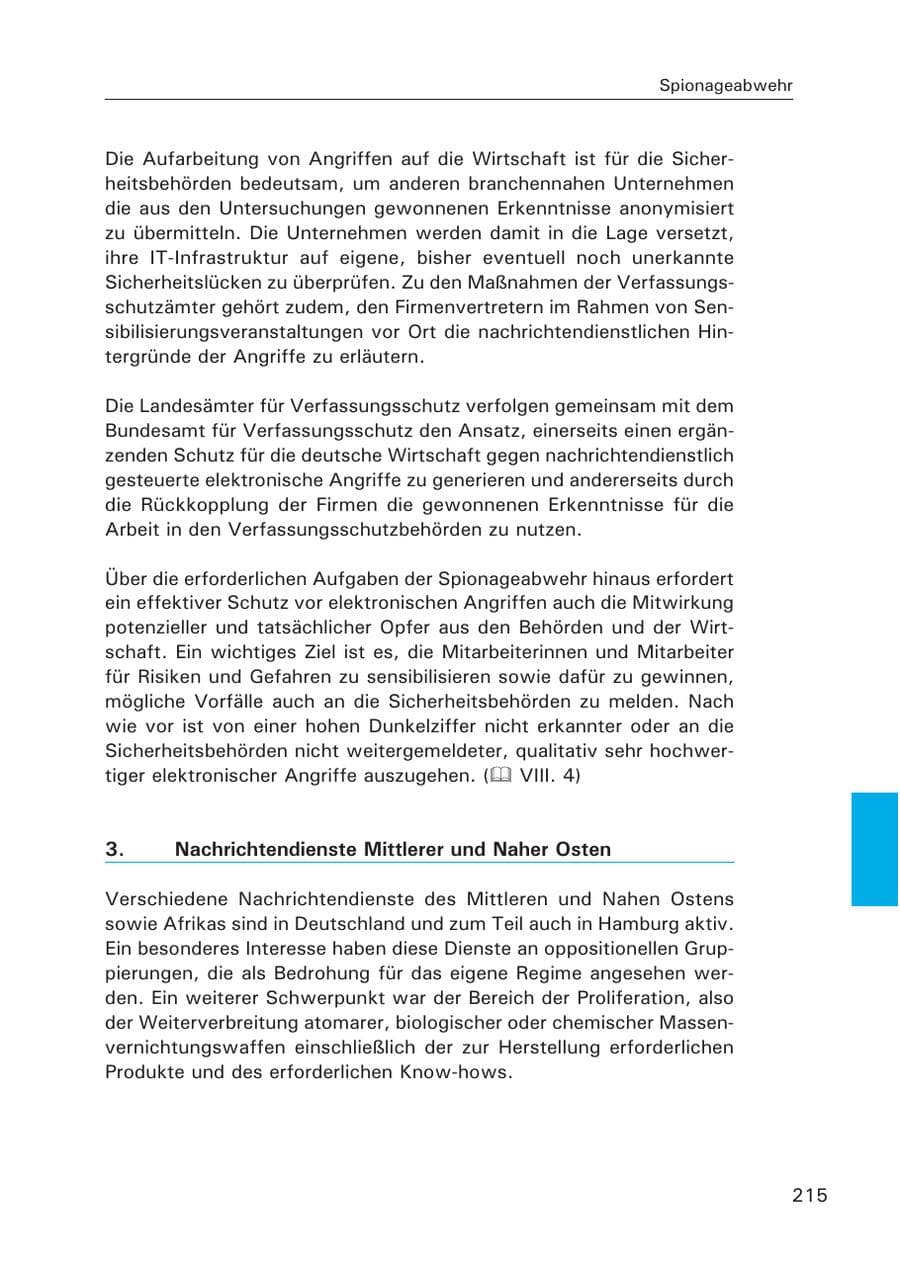 Seite 216 des Verfassungsschutzbericht 2015 Hamburg