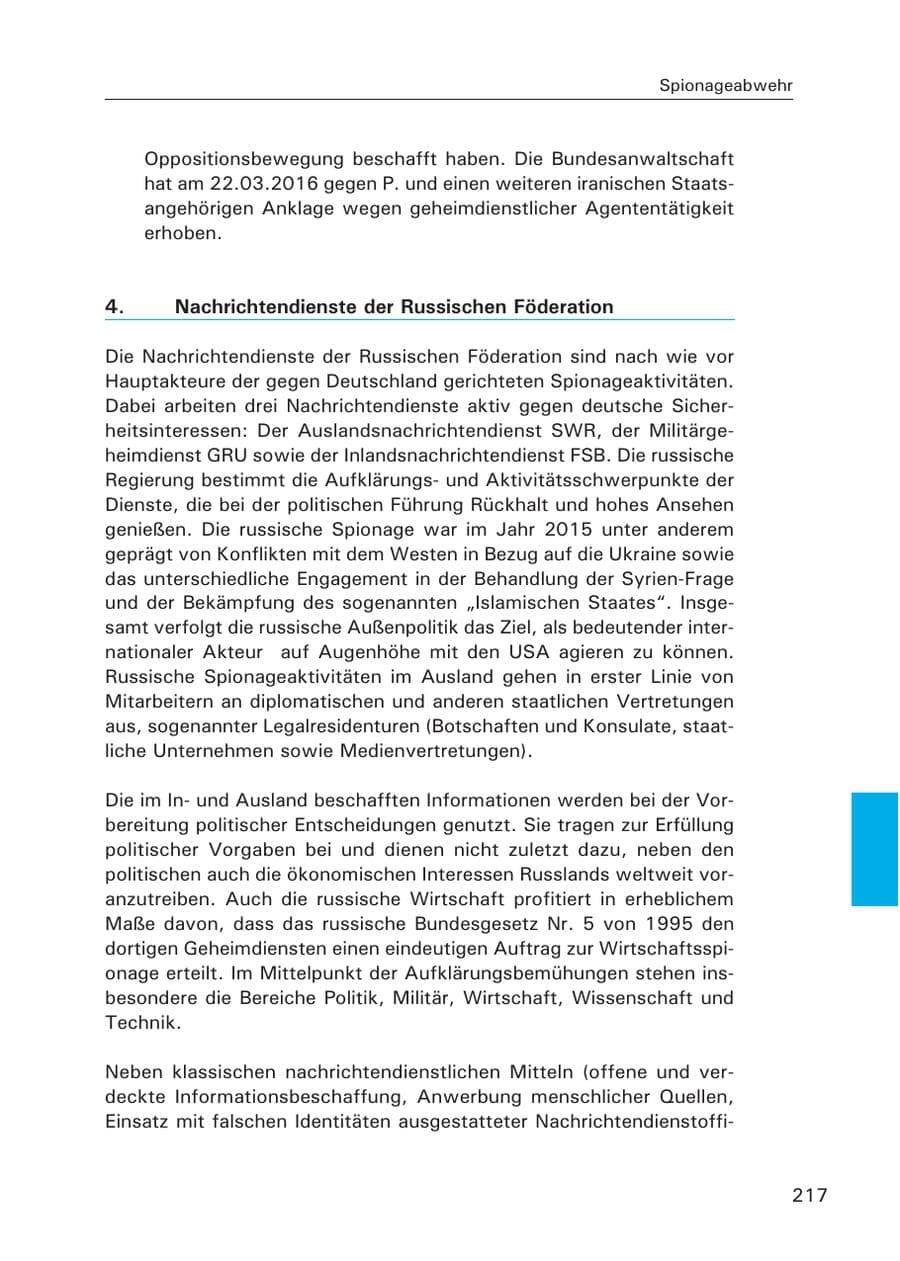 Seite 218 des Verfassungsschutzbericht 2015 Hamburg