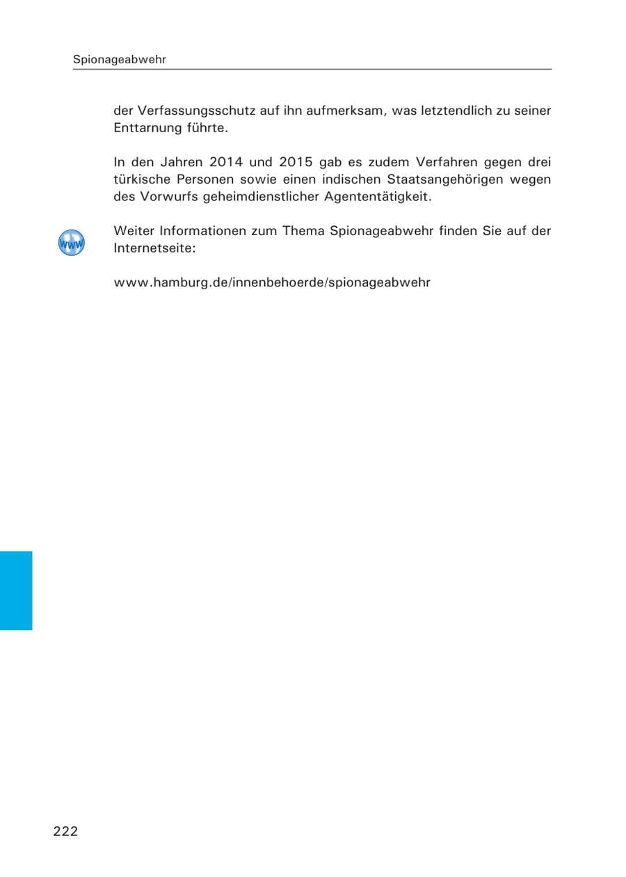 Seite 223 des Verfassungsschutzbericht 2015 Hamburg