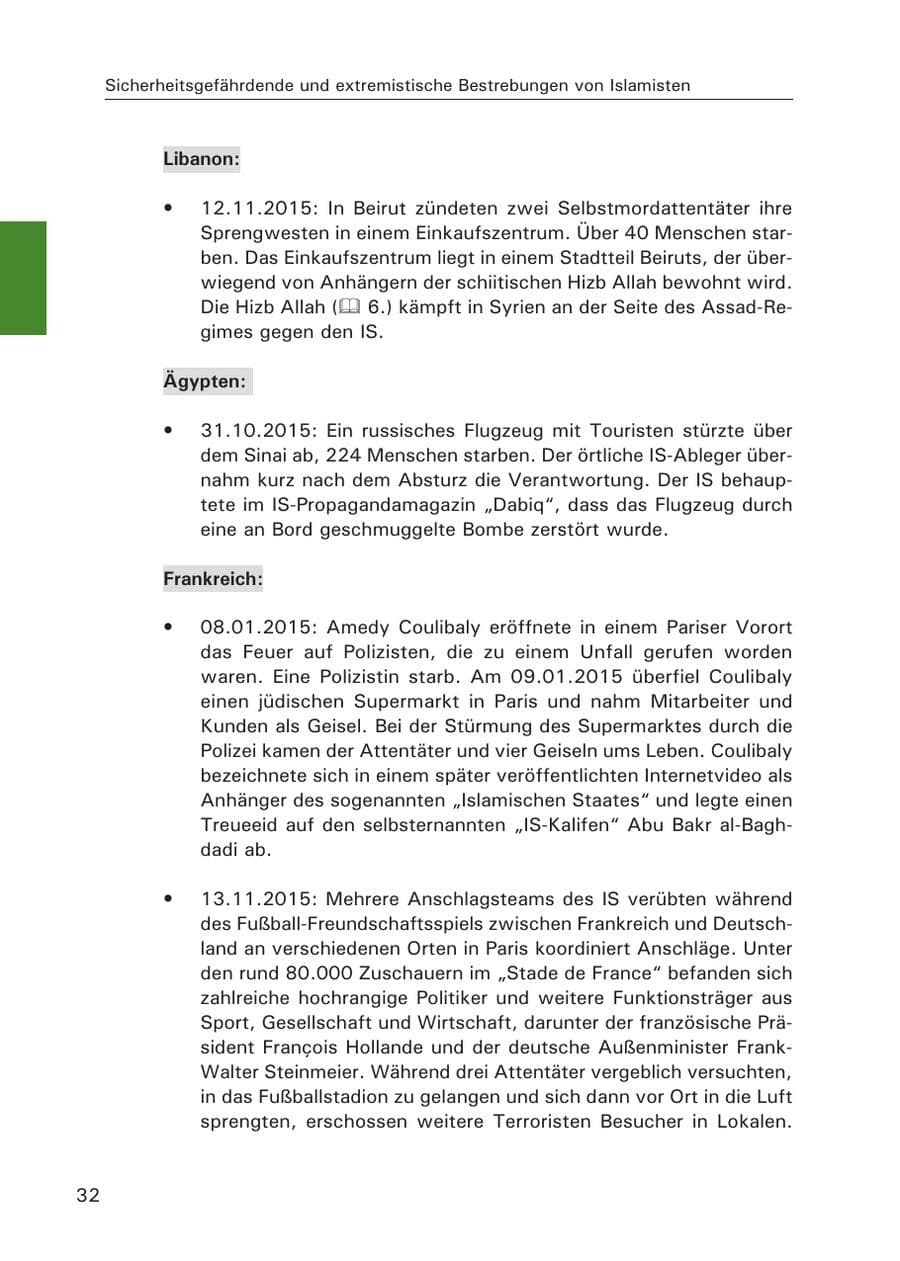 Seite 33 des Verfassungsschutzbericht 2015 Hamburg