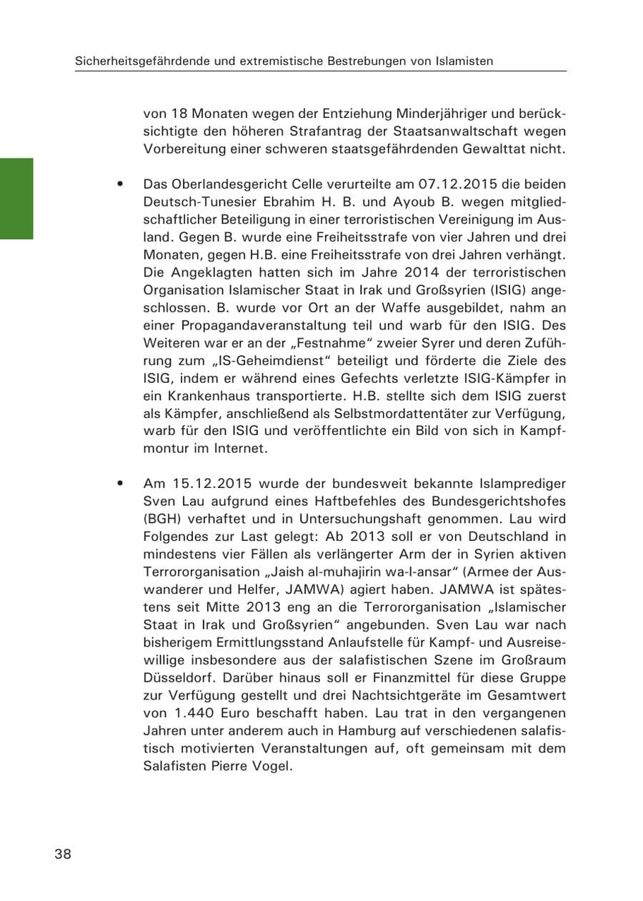 Seite 39 des Verfassungsschutzbericht 2015 Hamburg