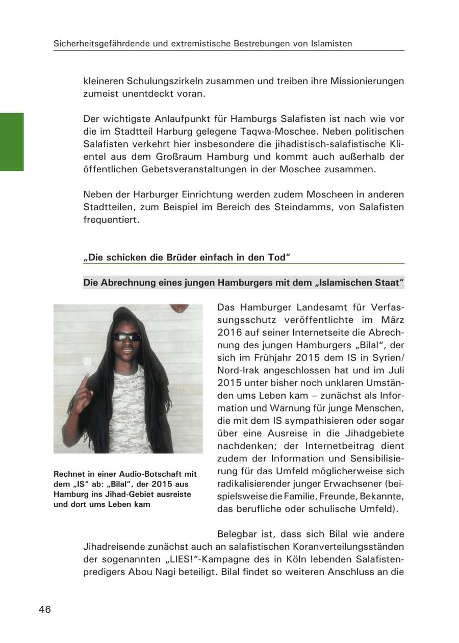 Seite 47 des Verfassungsschutzbericht 2015 Hamburg