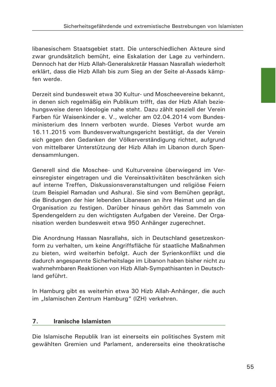 Seite 56 des Verfassungsschutzbericht 2015 Hamburg