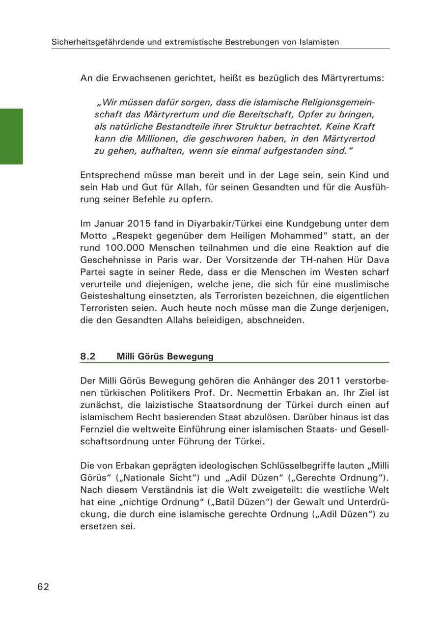Seite 63 des Verfassungsschutzbericht 2015 Hamburg