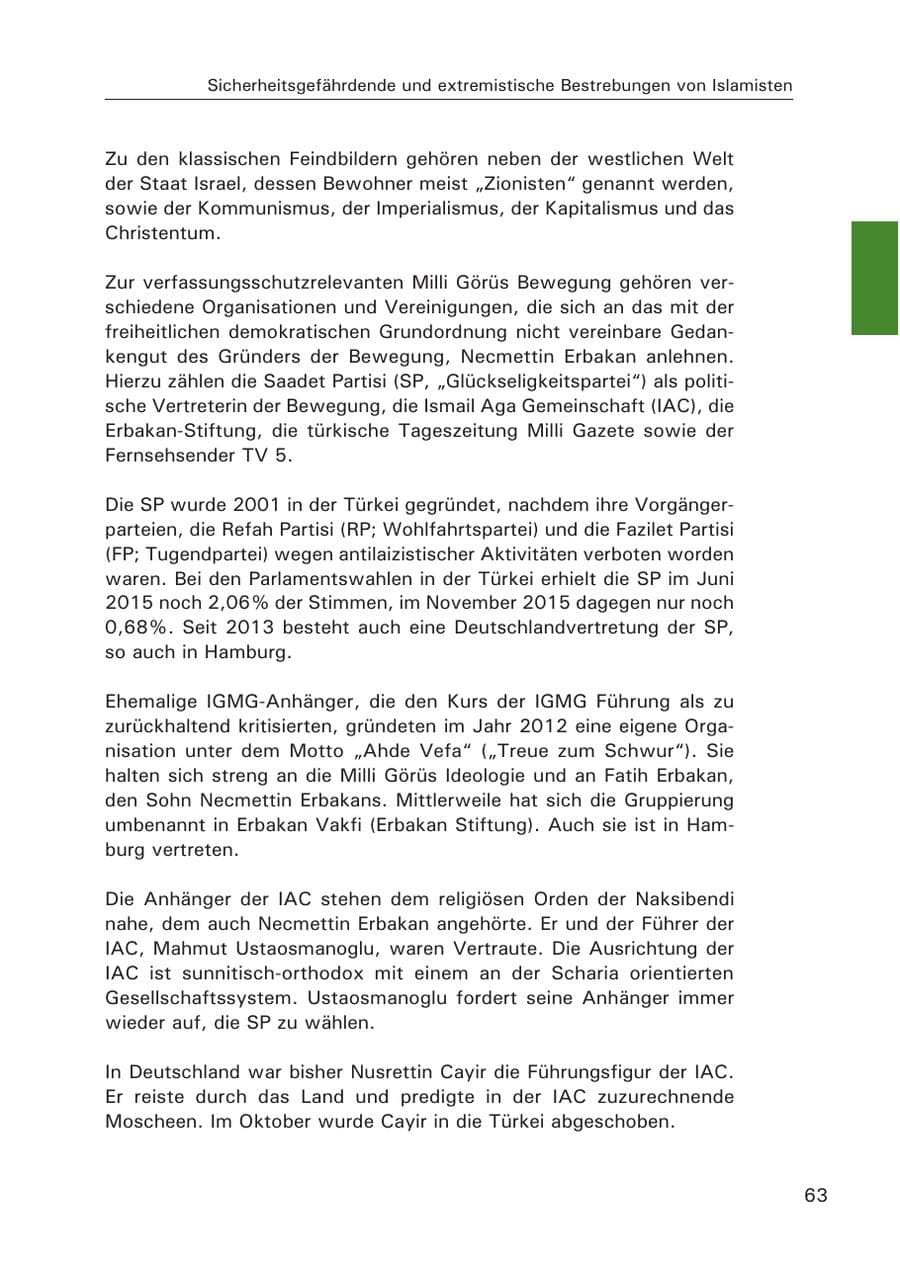 Seite 64 des Verfassungsschutzbericht 2015 Hamburg