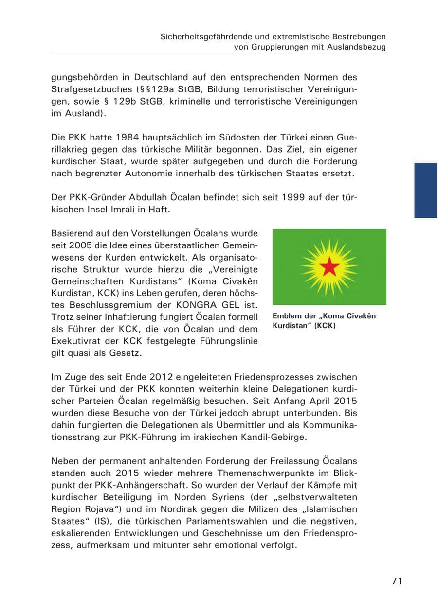 Seite 72 des Verfassungsschutzbericht 2015 Hamburg