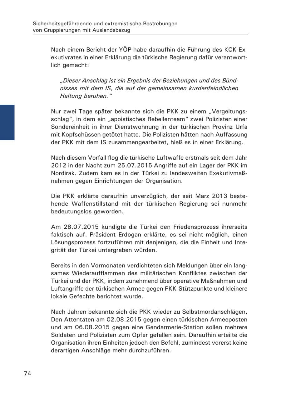 Seite 75 des Verfassungsschutzbericht 2015 Hamburg