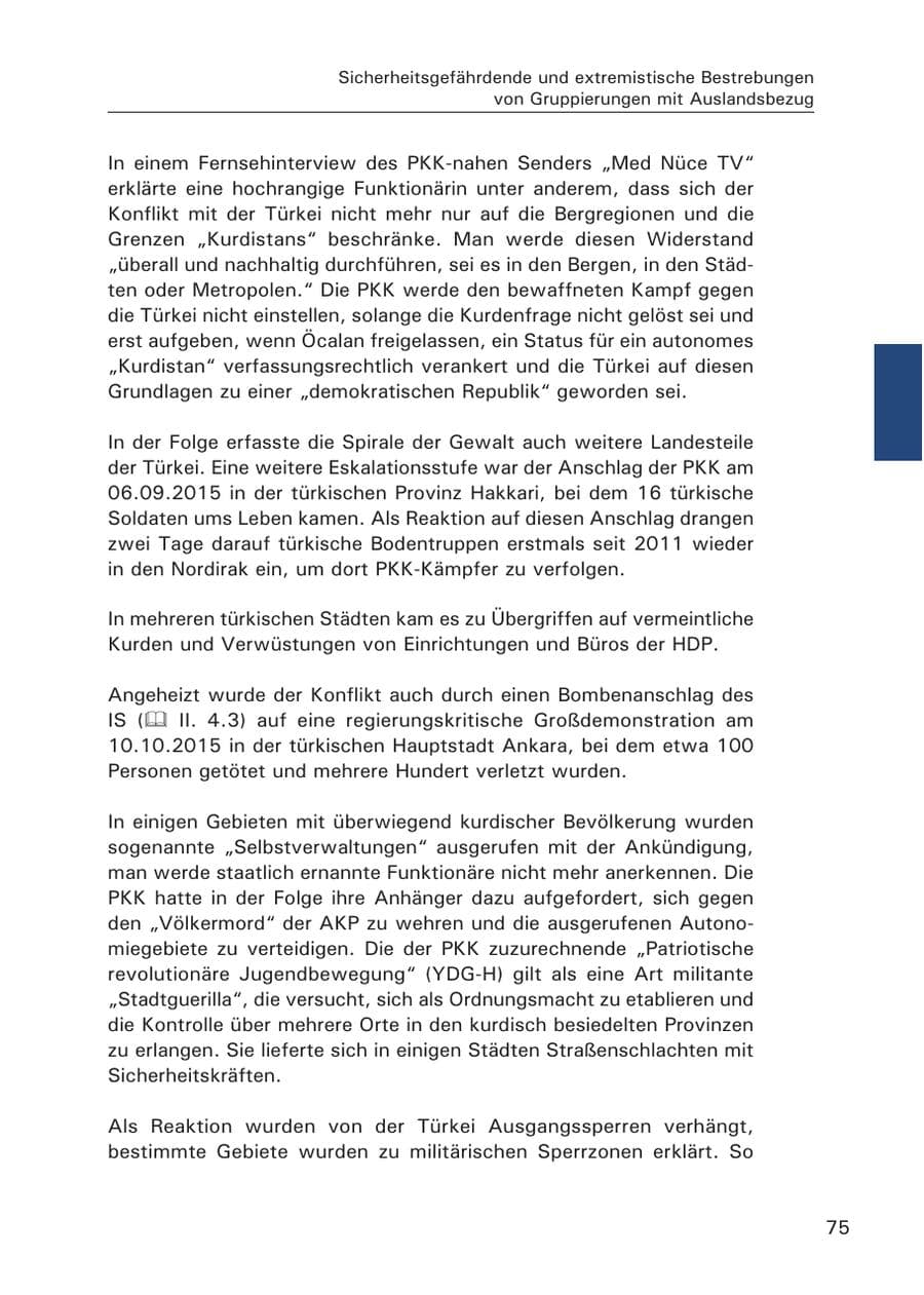 Seite 76 des Verfassungsschutzbericht 2015 Hamburg