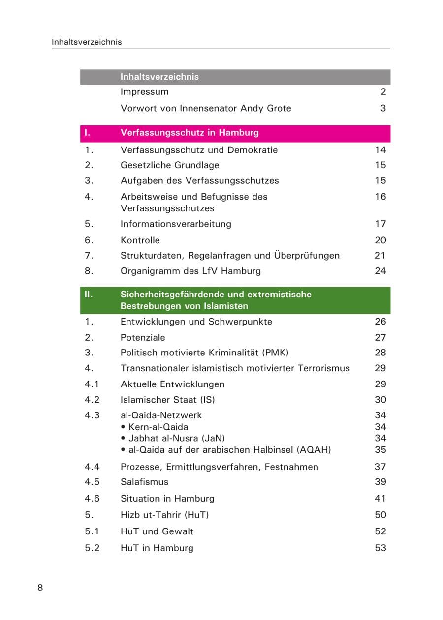 Seite 9 des Verfassungsschutzbericht 2015 Hamburg