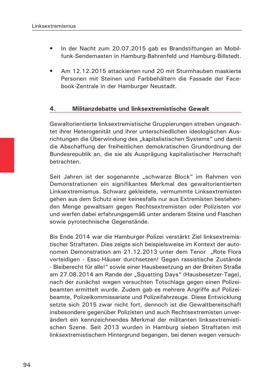 Seite 95 des Verfassungsschutzbericht 2015 Hamburg