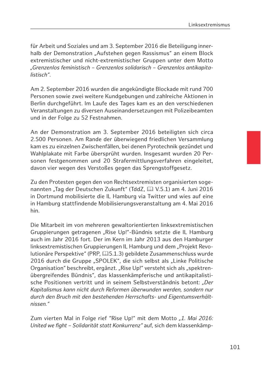 Seite 101 des Verfassungsschutzbericht 2016 Hamburg